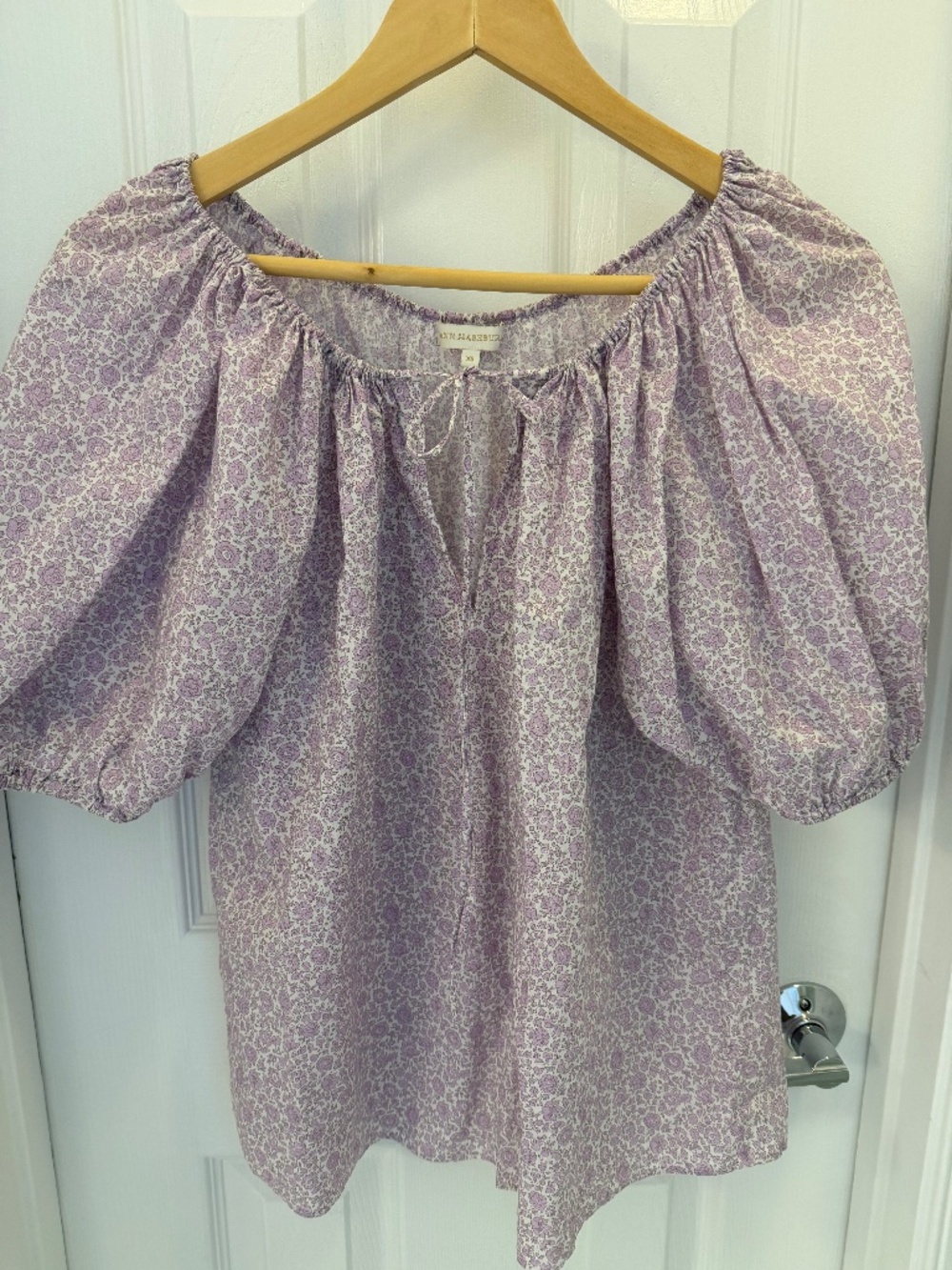 Ann Mashburn Puff Sleeve Lilac Floral Blouse